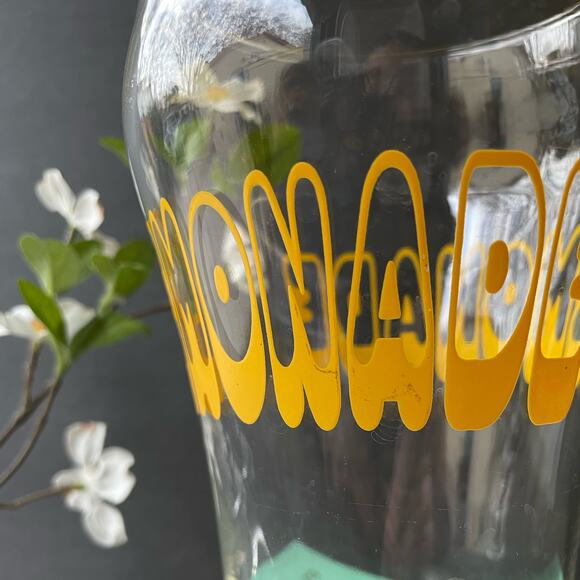 Vintage Clear Yellow Printed Lemonade Glass Large - Picture 6 of 8